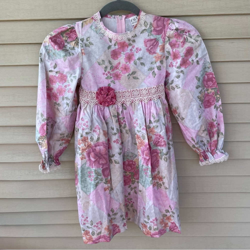 VINTAGE Ruth of Carolina Pink Floral Dress Size 6X